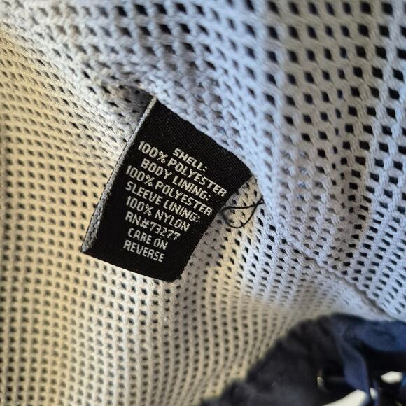 Tek Gear Mens Large Windbreaker Jacket Full Zip Hidden Hood Navy Blue - Picture 9 of 16